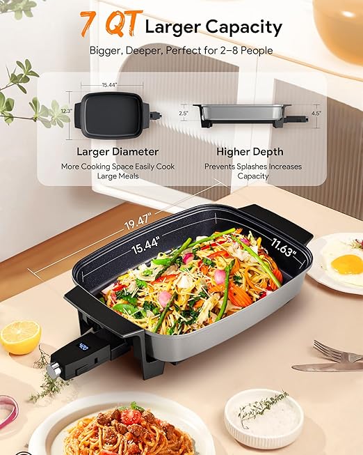 Nuwave Medley XL Digital Electric Skillet, Family Size Griddle w/Glass Lid