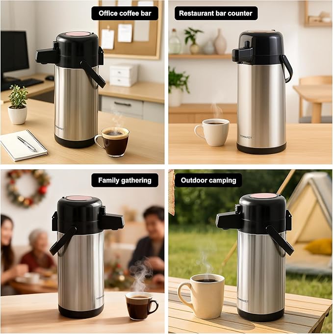 Airpot Coffee Dispenser with Pump, 102 OZ/ 3L Large Coffee Dispenser with Tea