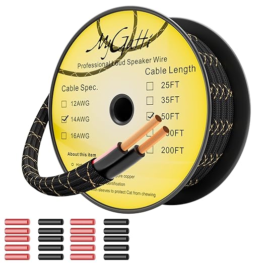 14/2 Speaker Wire 50 Feet, 14AWG Gauge Speaker Cable, Direct Burial, Durable