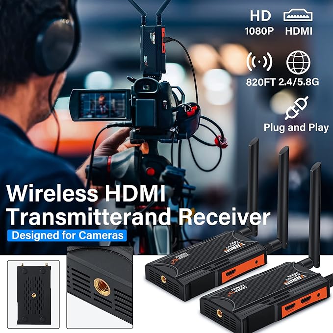 Wireless HDMI Transmitter and Receiver, 250m Wireless HDMI Extender Kit