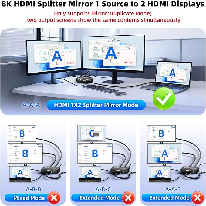 HDMI 2.1 Splitter 1 in 2 Out 4K 120Hz