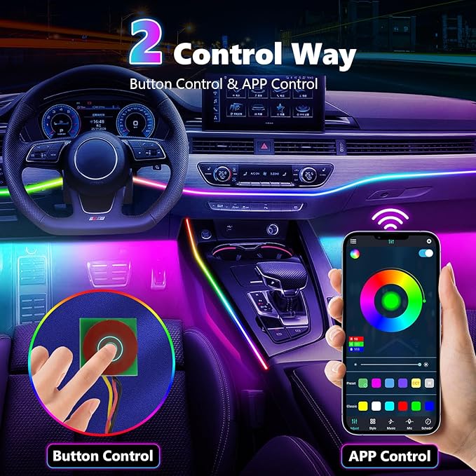Acrylic Interior Car LED Strip Light, AMKI Dreamcolor Car Neon Light