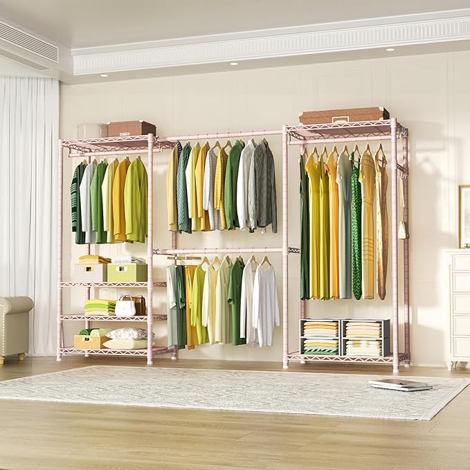 Ulif E1 Heavy Duty Closet Garment Rack, 6 Tiers Adjustable Metal Freestanding