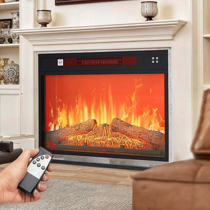 DWVO 23 Inches Electric Fireplace Insert, Recessed Fireplace Heater