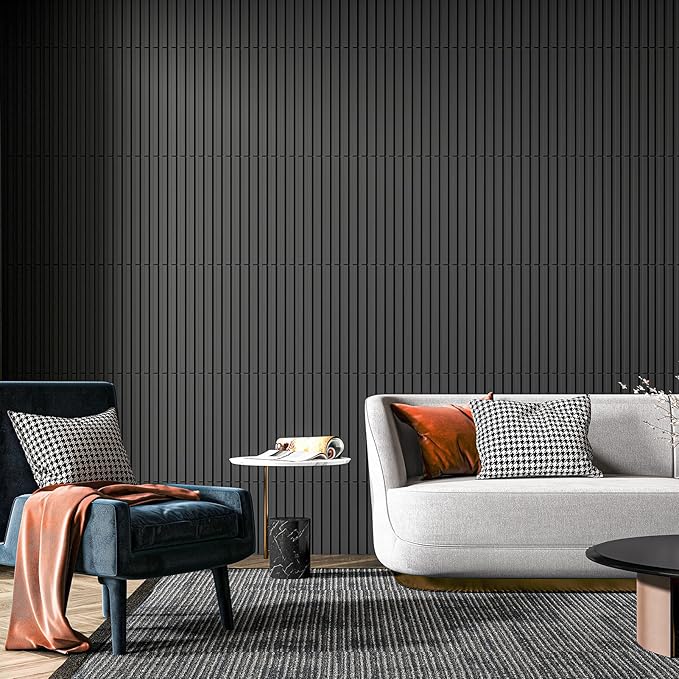 Art3d Slat Wall Panel, 3D Fluted Textured Panel 12-Tile 19.7 x 19.7in. (12-Pack)