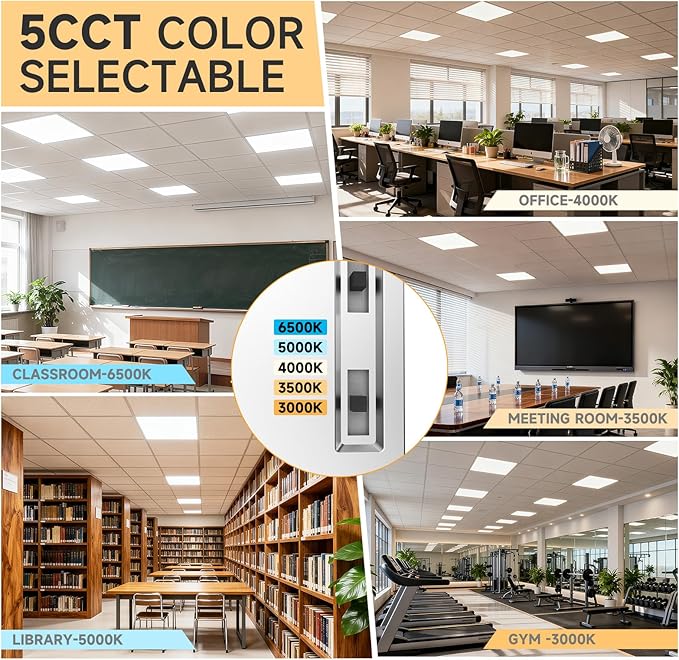 2 Pack 2x4 LED Flat Panel Light Drop Ceiling Office Fixture, Surface Mount Drop