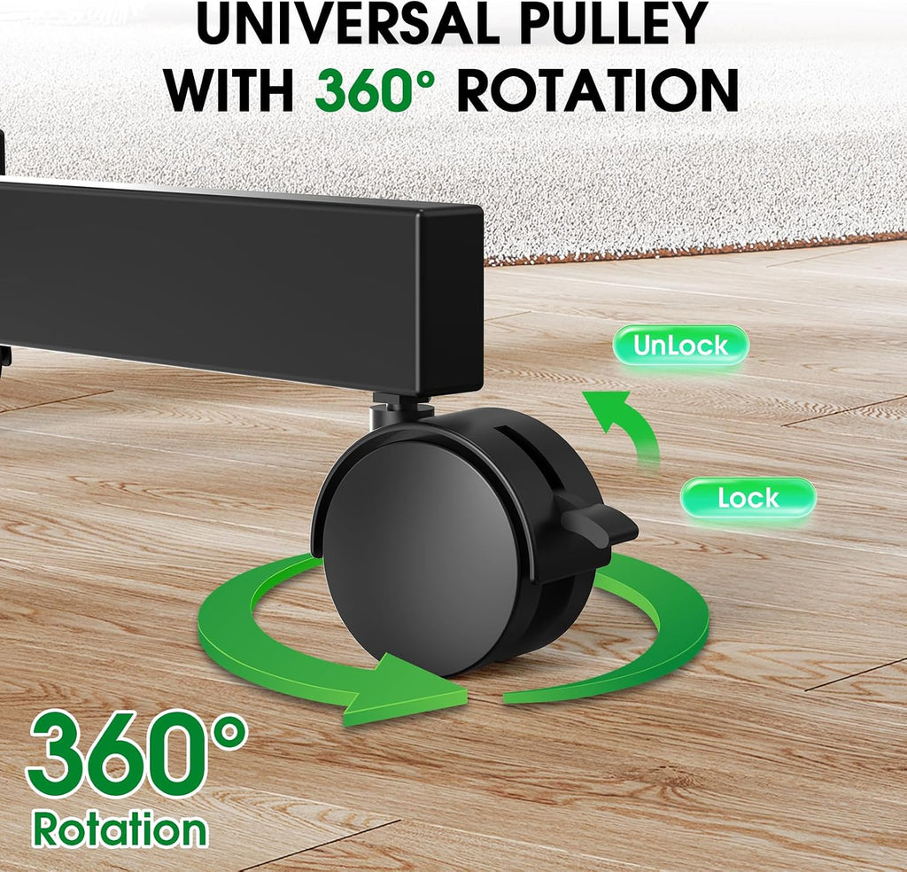 Rolling TV Stand, Portable TV Cart with Wheels/Shelf for 23-60 Inch, Black