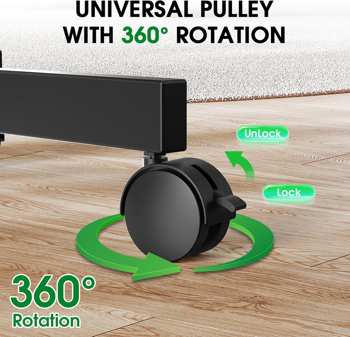 Rolling TV Stand, Portable TV Cart with Wheels/Shelf for 23-60 Inch, Black