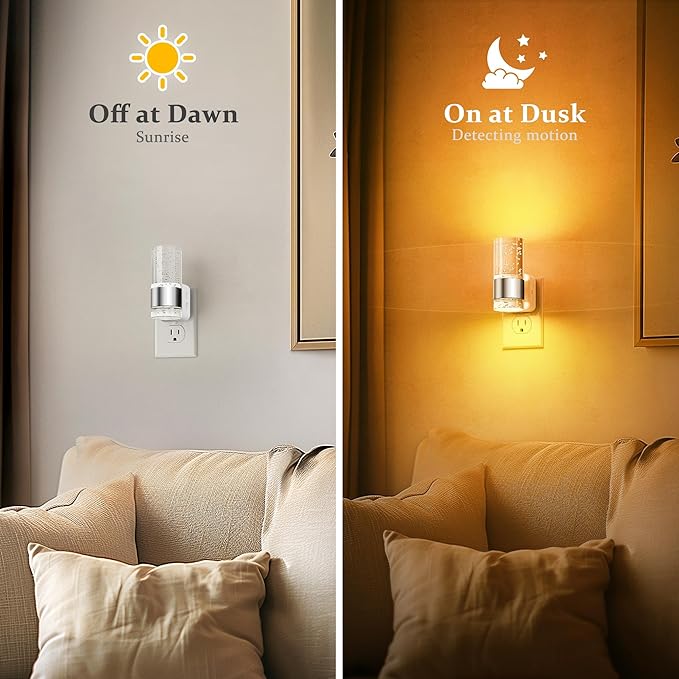 JandCase Night Light, Automatic Night Lights Plug into Wall, 2 Pack Dimmable