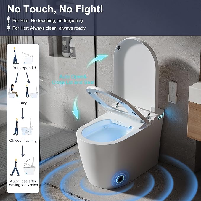 Smart Toilet with Bidet Built in, Bidet Toilet with Heated Seat and Night Light