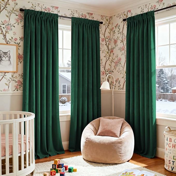 Lazzzy Velvet Blackout Curtains Thermal Insulated Room Window Drapes Super Soft