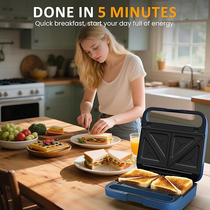Sunvivi Pro Sandwich Maker Panini Press Grill, 3 in 1 Electric Waffle Maker
