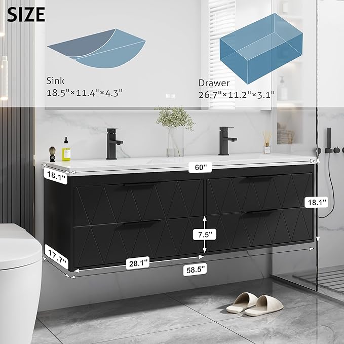 eclife 60" Bathroom Vanities Cabinet