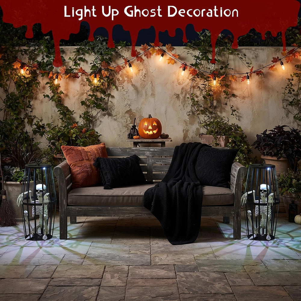 23” Scary Solar Hanging Skeleton Ghost Halloween Decorations Outdoor