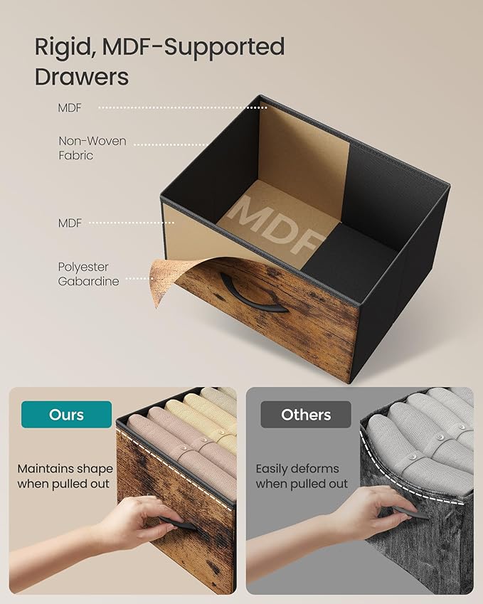 SONGMICS Dresser for Bedroom, Chest of Drawers, 10 Non-Woven Fabric Drawers