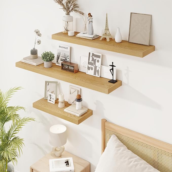 32in Floating Shelves for Wall, 2 Pack Long Wall Mounted Engineered Wood Shelves