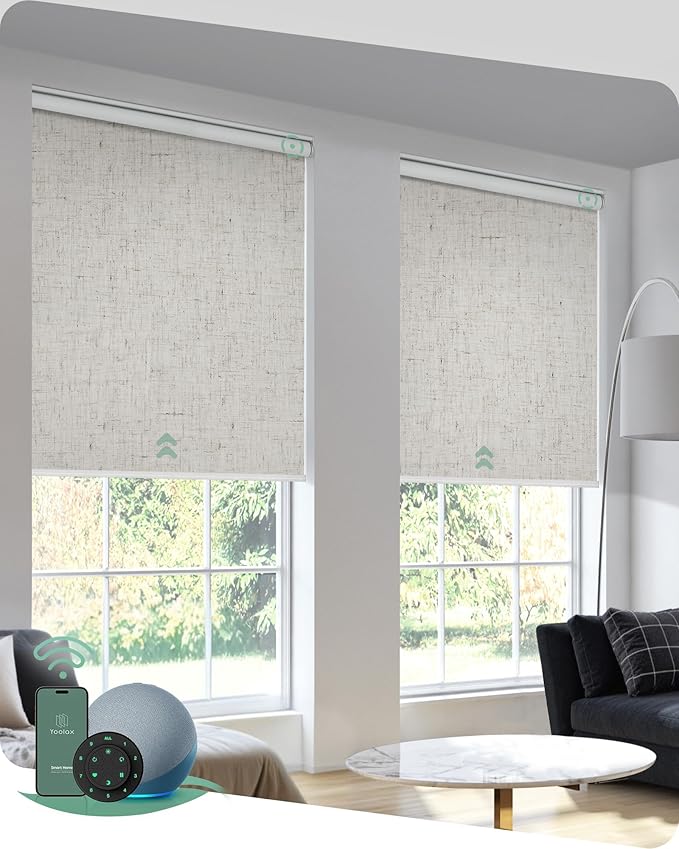Yoolax Motorized Blinds with Remote, Automatic Window Blinds Compatible with