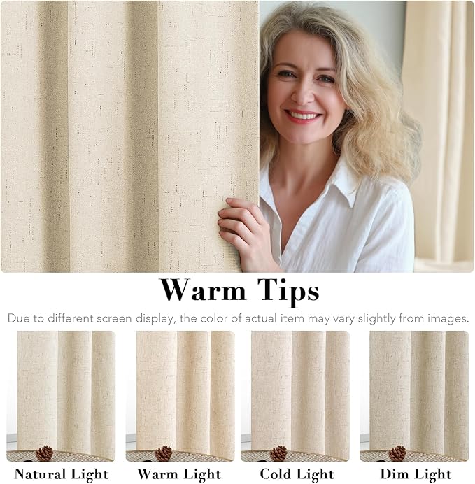 H.VERSAILTEX Linen Blackout Curtains Durable Thick Textured Linen Look 100%