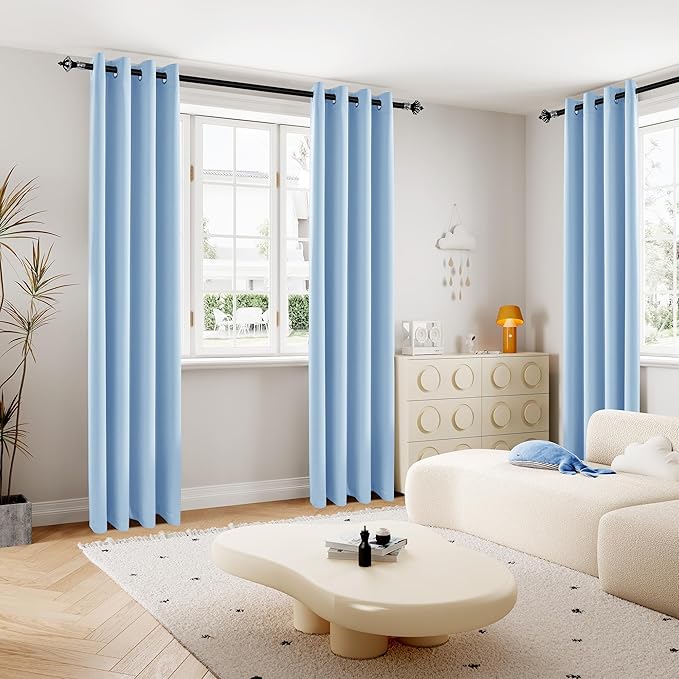DUALIFE 108 Inch Length Blackout Curtains (2 Pieces)
