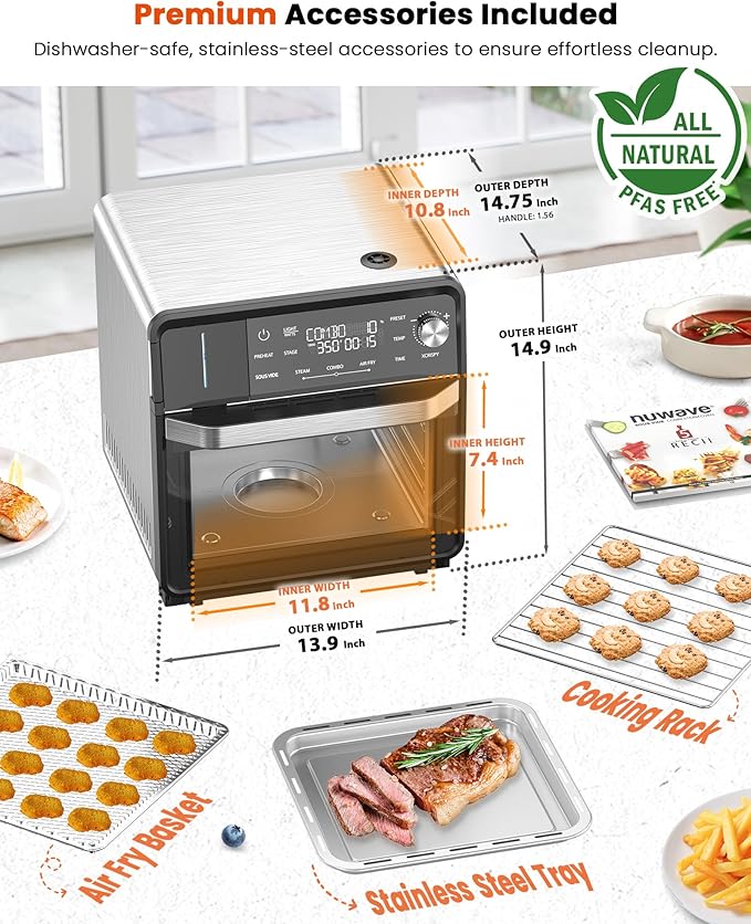 Nuwave Combi Steam Oven, Non-Toxic Stainless Steel Multi-Cooker