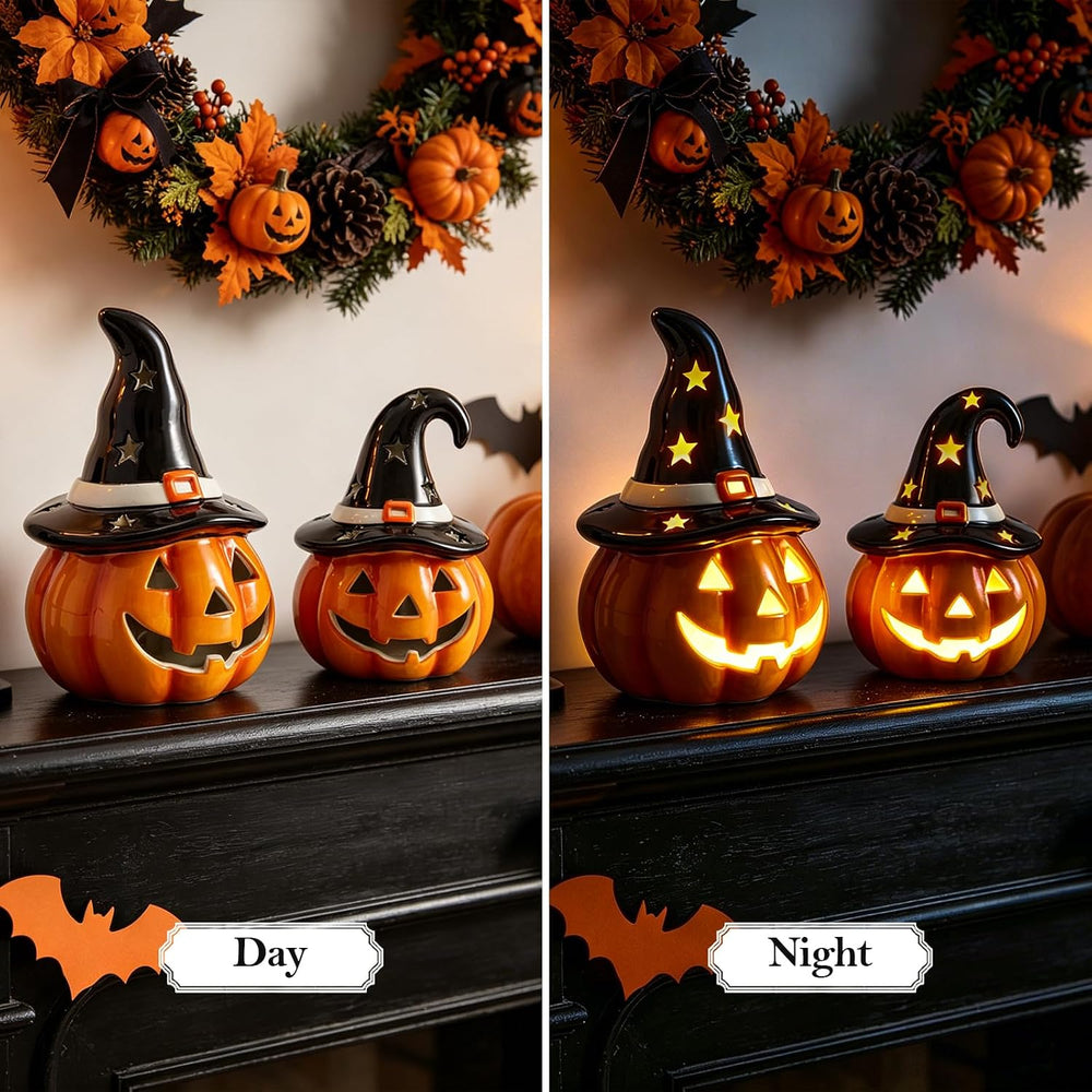 WDS WONDROUS Halloween Pumpkin Lights Decorations for Fall Home Table Decor