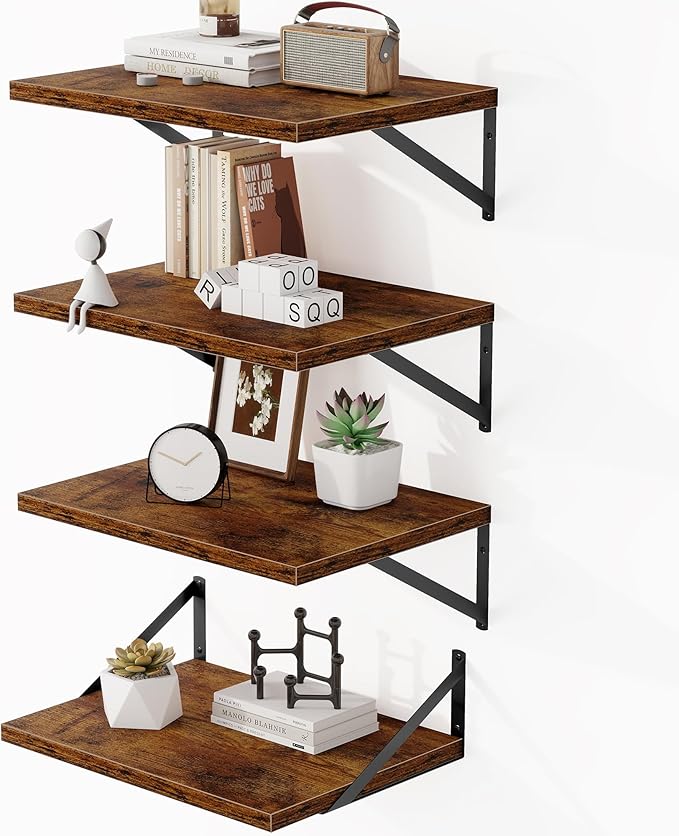 Heimlove 12 Inch Deep Floating Shelves (Set of 4)