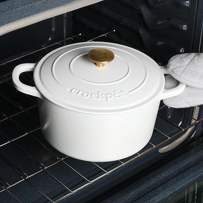 Crock-Pot Artisan 7-Quart Round Dutch Oven – Matte Linen White