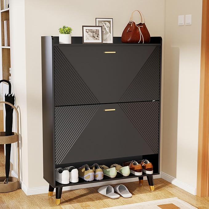 Shoe Cabinet Storage for Entryway, Shoe Organizer Cabinet Flip Drawers Narrow