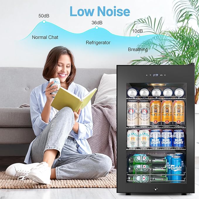 Beverage Refrigerator Cooler, 17 Inch 120 Cans Freestanding Mini Fridge