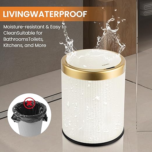 Pukomc Bathroom Trash Can with Lid，3.5 Gallon Motion Sensor Waterproof