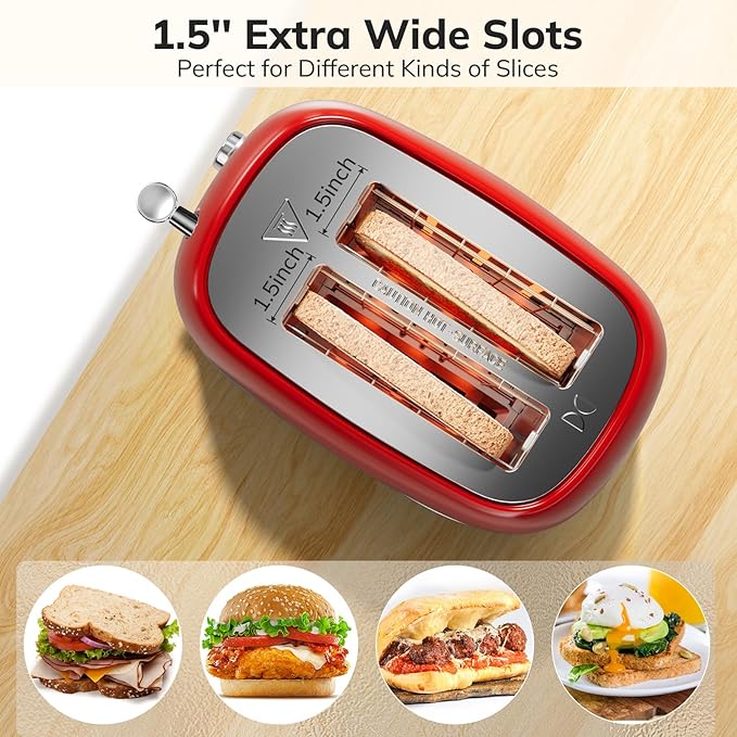 2 Slice Stainless Steel Toaster Retro
