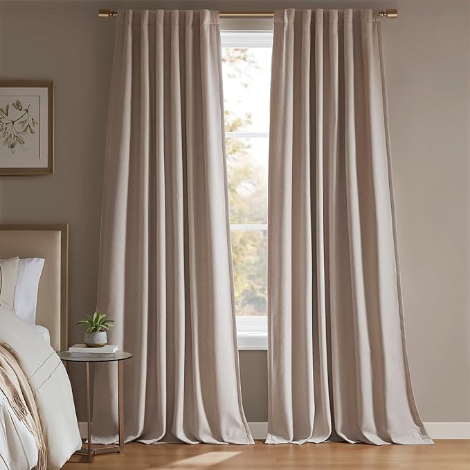 Madison Park Karien 100% Blackout Curtains 52x95 – Linen, 2-Layer Noise (2-PK)