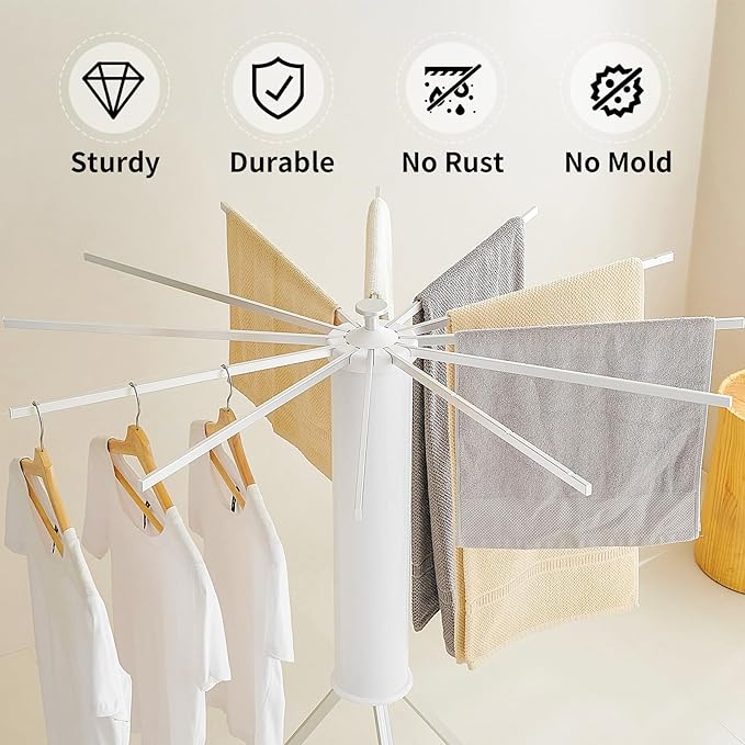 JOOM Tripod Clothes Drying Rack, Garment Rack Portable and Foldable Space