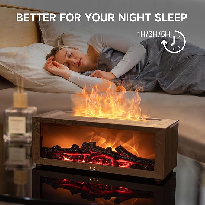Fireplace Flame Air Diffuser Humidifier, 7 Colors Aromatherapy Essential Oil