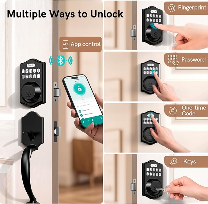 APP Fingerprint Door Lock Set, Keyless Entry Door Lock, Front Handle Set