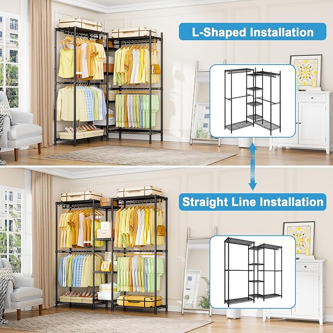 Ulif E4 Clothes Rack, Heavy-Duty Garment Rack, Metal Freestanding Clothing