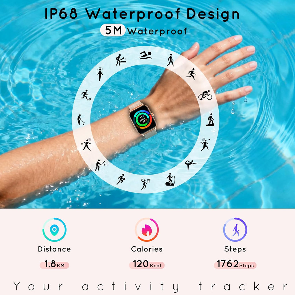 smart watch for women men (answer/make calls) 1.85", front angle view