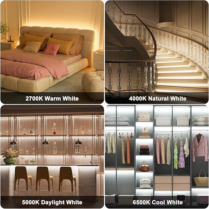 PAUTIX COB LED Strip Lights 2700K-6500K CCT Tunable White 24ft UL-Listed