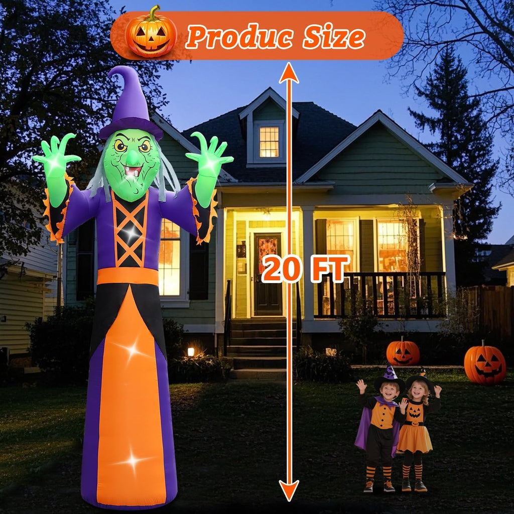 20FT Extra Large Outdoor Halloween Inflatables Decorations Witch Blow up