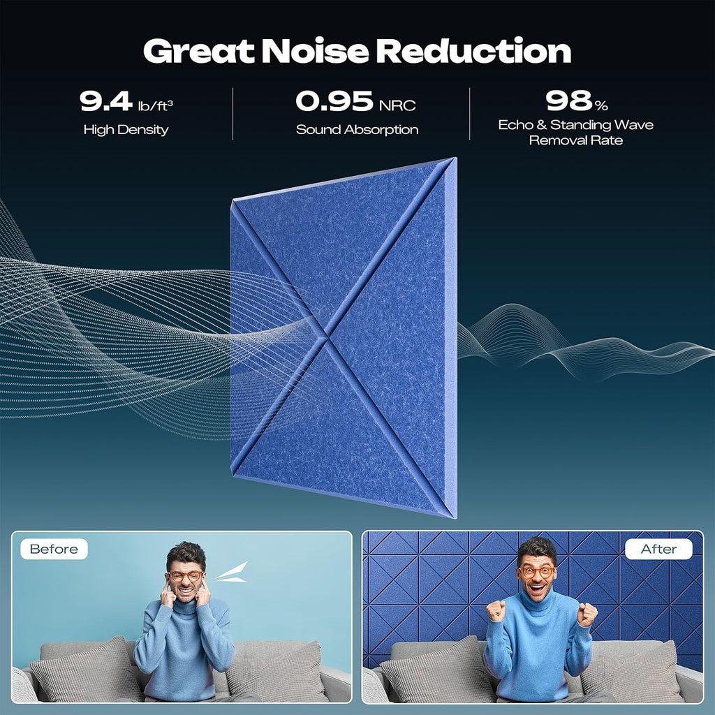 sonicism 12 pack x-lined acoustic panels, side view