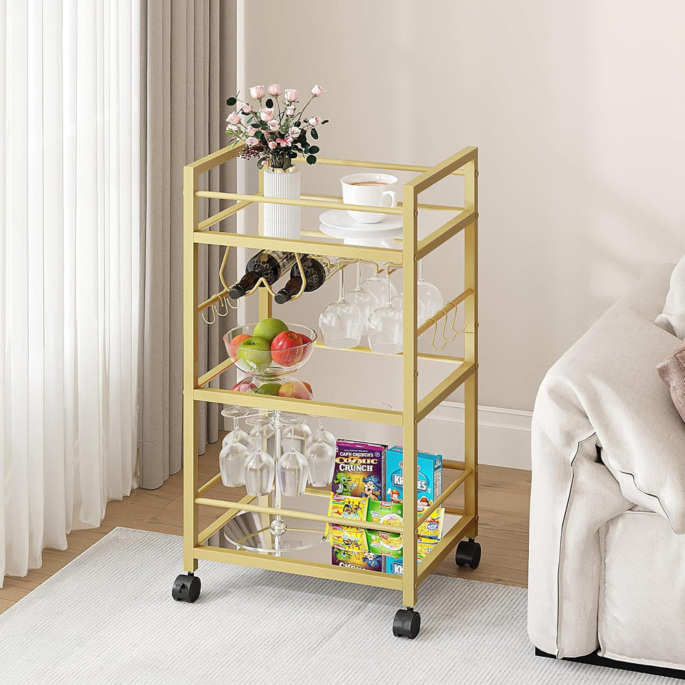 Bar Cart, Serving Cart for Home, Microwave Cart, Drink Cart, Mobile Kitchen S...