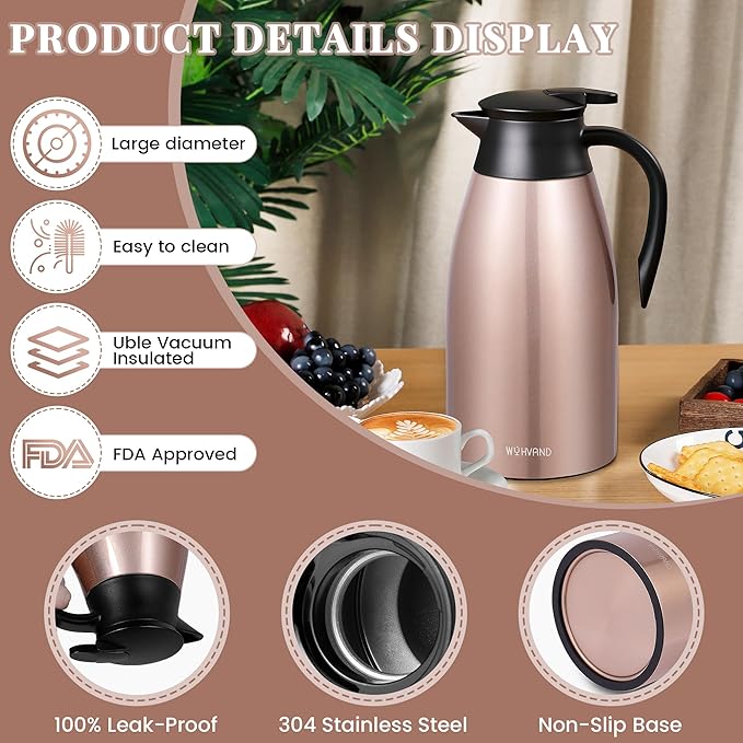 68 Oz Thermal Coffee Carafe, Stainless Steel Insulated Vacuum coffee crafts to