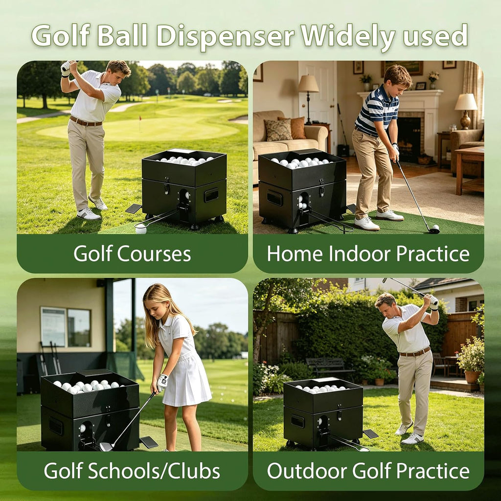 Golf Ball Dispenser 60-Ball Golf Ball Launcher Foot Pedal Heavy-Duty