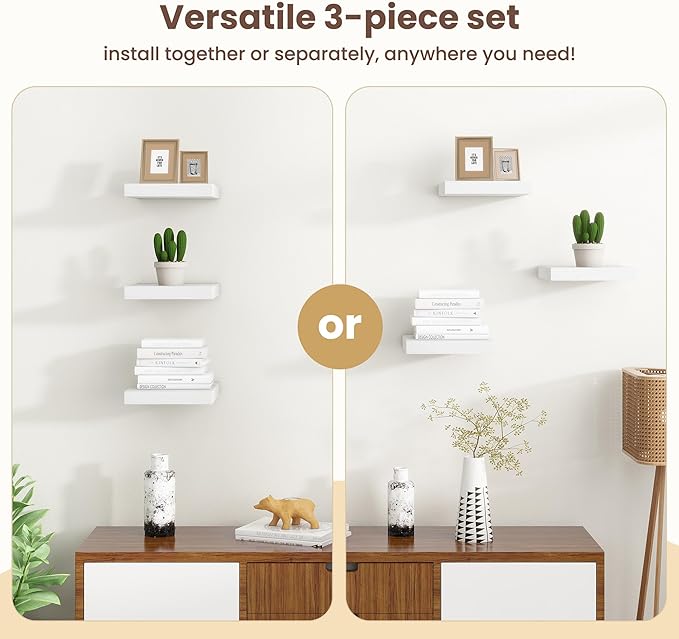 Fun Memories Floating Shelves for Wall (Set of 4)