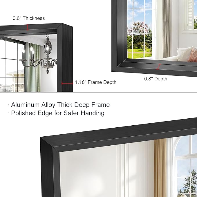 Black Bathroom Mirror, 18x24 Inch Rectangle Mirrors
