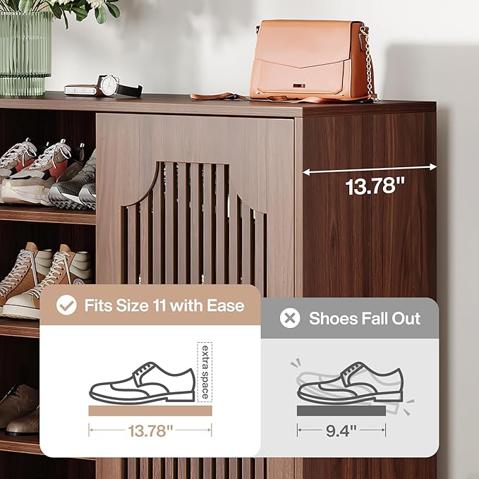 Tribesigns Shoe Cabinet with Doors, 5-Tier Shoe Storage Cabinet with Adjustable (Set of 2)