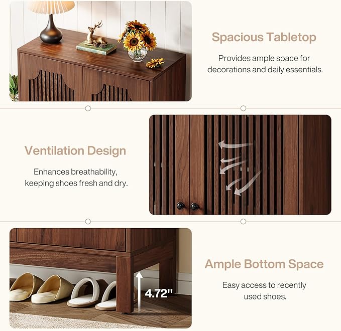Tribesigns Shoe Cabinet with Doors, 5-Tier Shoe Storage Cabinet with Adjustable (Set of 2)
