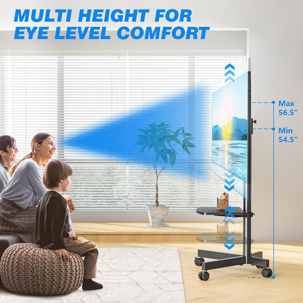 rfiver rolling tv stand with shelf for 23-65, close-up detail