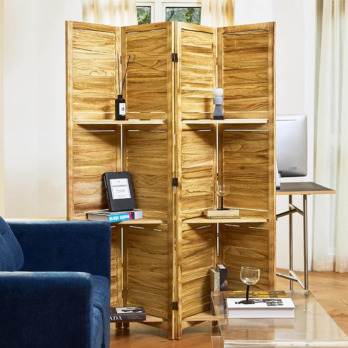 Partition Room Dividers, 67 * 51inch Folding Wood Privacy Screen