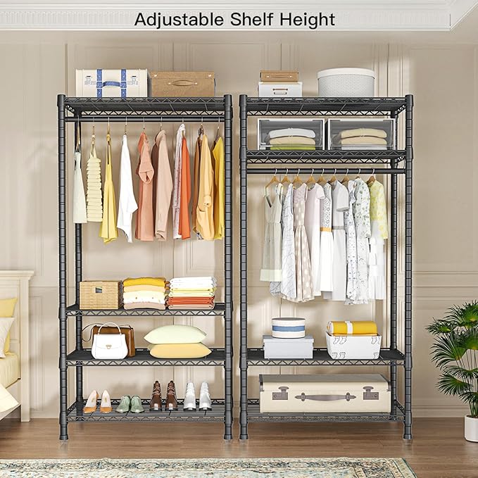 Ulif H2 Heavy Duty Clothes Rack, Freestanding 4 Tiers Garment Rack